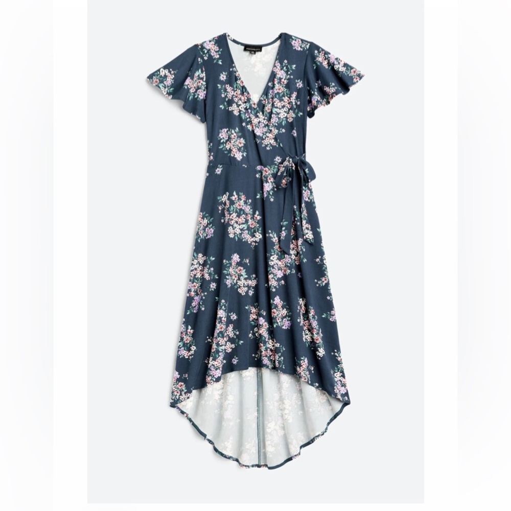 NWT Fortune & Ivy faux wrap midi dress